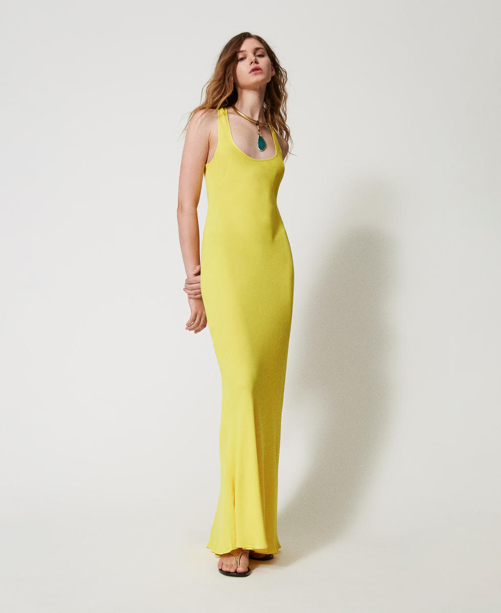 'Ischia' long georgette cape dress