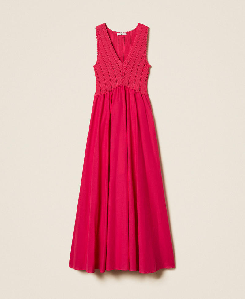 Langes Kleid mit Oberteil aus Strick Fuchsia Cyclamen Frau 261LB3EDD_13188_S0