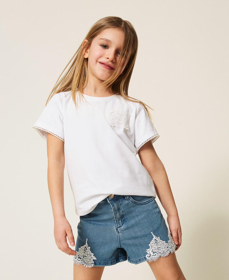 Baby-Jeansshorts mit Spitze Medium Blue Denim M&auml;dchen 261GB2032_03451_01