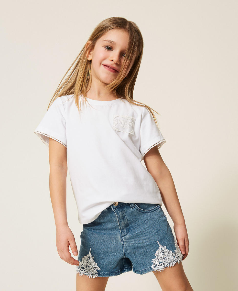 Baby-Jeansshorts mit Spitze Medium Blue Denim M&auml;dchen 261GB2032_03451_01