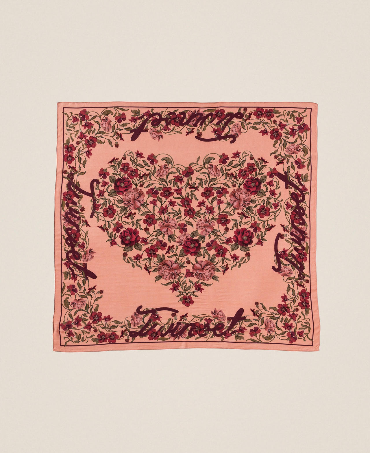 Pa&ntilde;uelo con estampado de flores Burgundy Red Mujer 262TA4640_13670_05