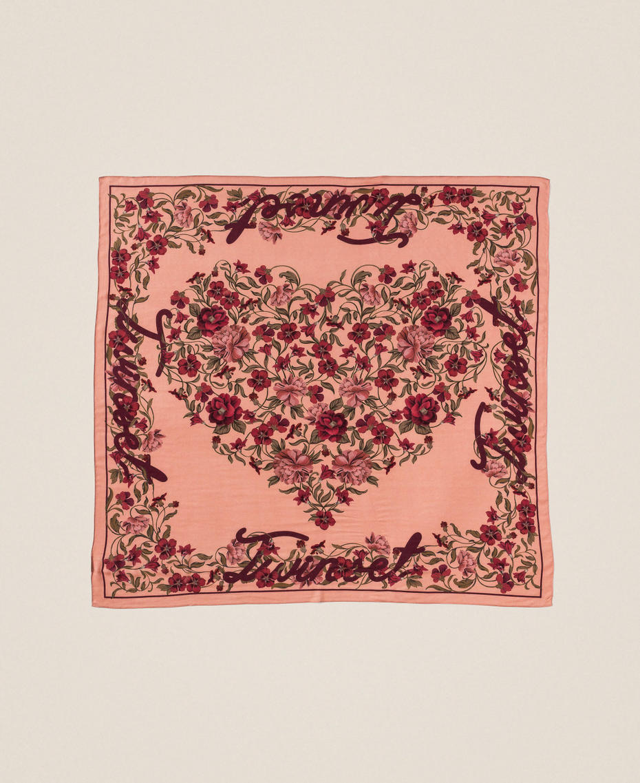 Floral print kefiah Burgundy Red Woman 262TA4640_13670_05