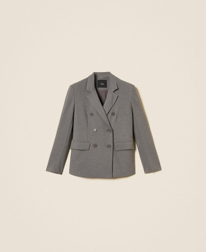 Double-breasted flannel jacket Mid Grey Melange Woman 262AT2210_12838_S0