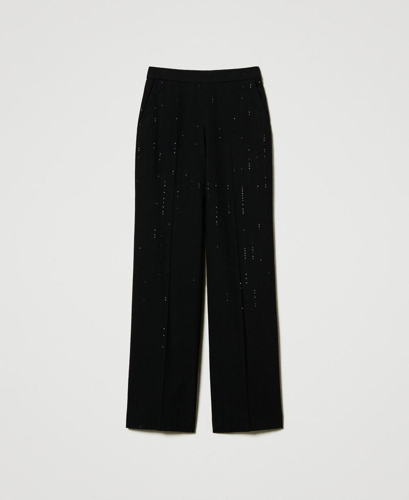 Cloth trousers with sequins Black Woman 242TT2161_00006_S0