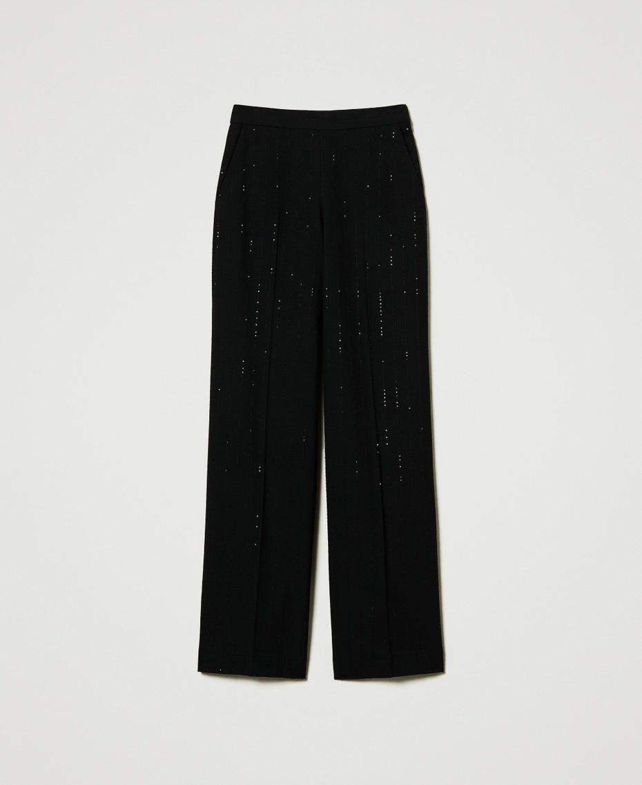 Cloth trousers with sequins Black Woman 242TT2161_00006_S0