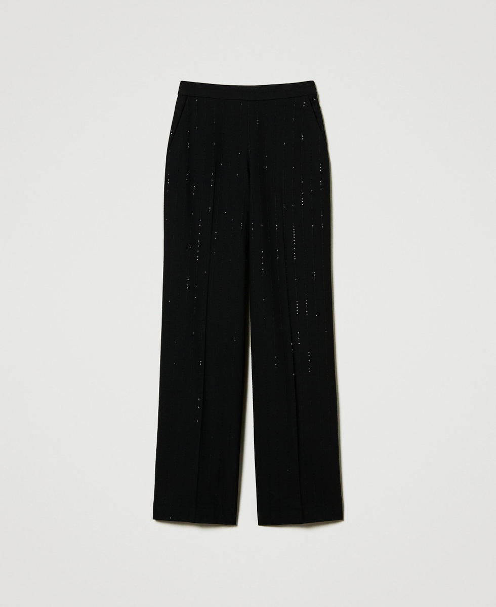 Cloth trousers with sequins Black Woman 242TT2161_00006_S0