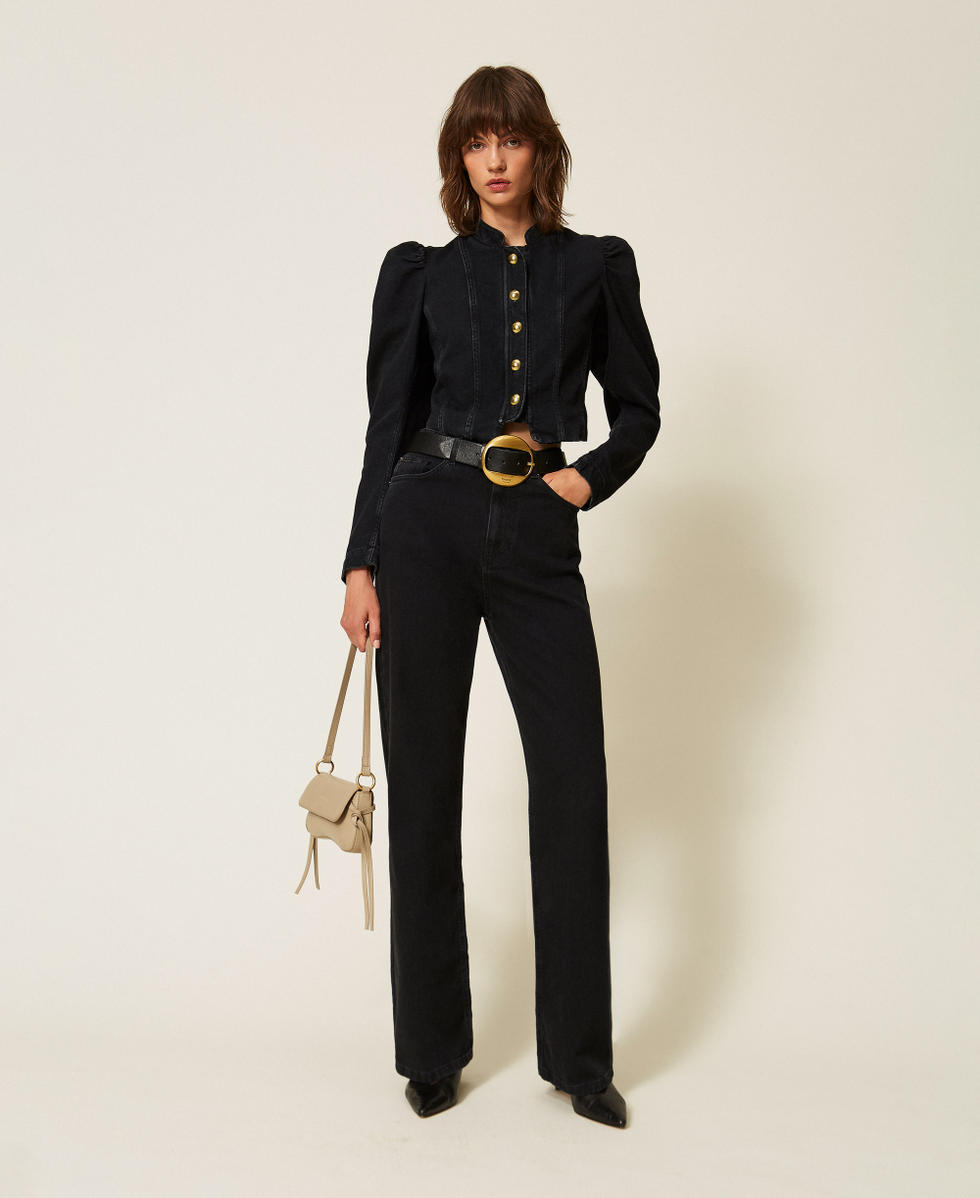 Wide-Leg-Jeans im Five-Pocket-Stil Denimschwarz Frau 262TP2521_01103_01