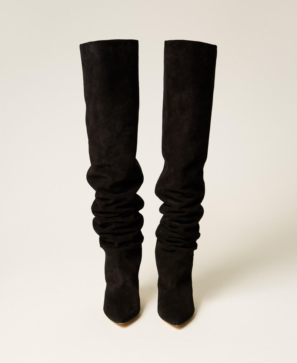 Высокие замшевые сапоги Черный женщина 252TST014_00006_04