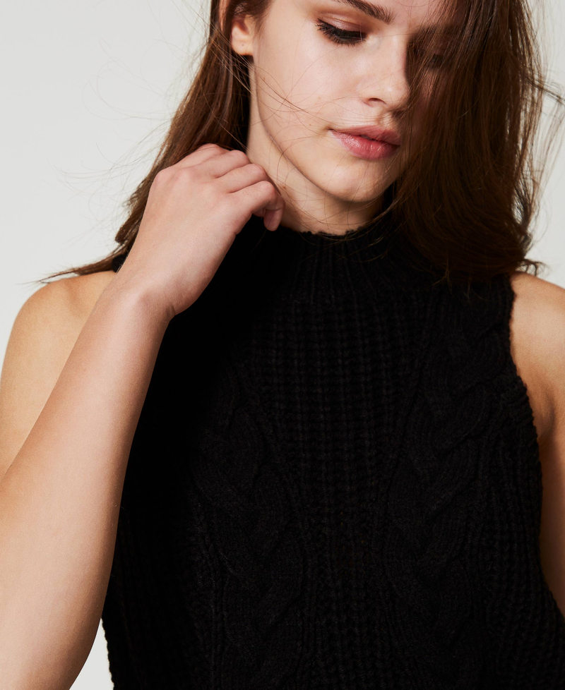 Rib and cable knit top