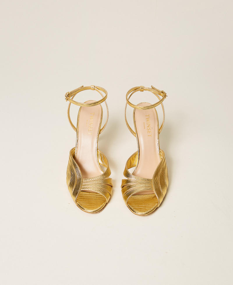 Laminated leather sandals Gold Tejus Woman 252TST018_12384_04