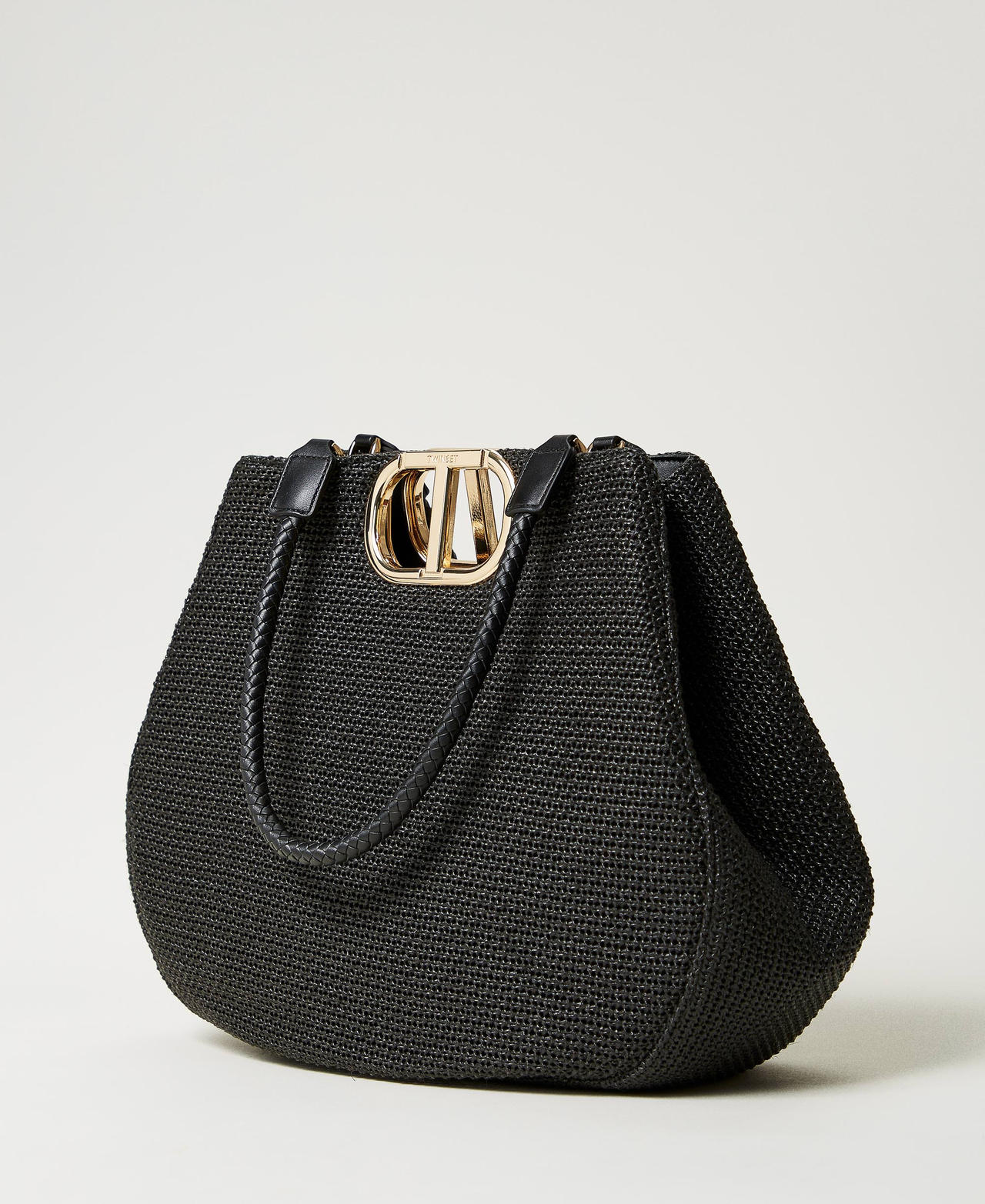 Borsa shopper 'Lila' effetto paglia intrecciata Nero Donna 251TB7240_00006_02