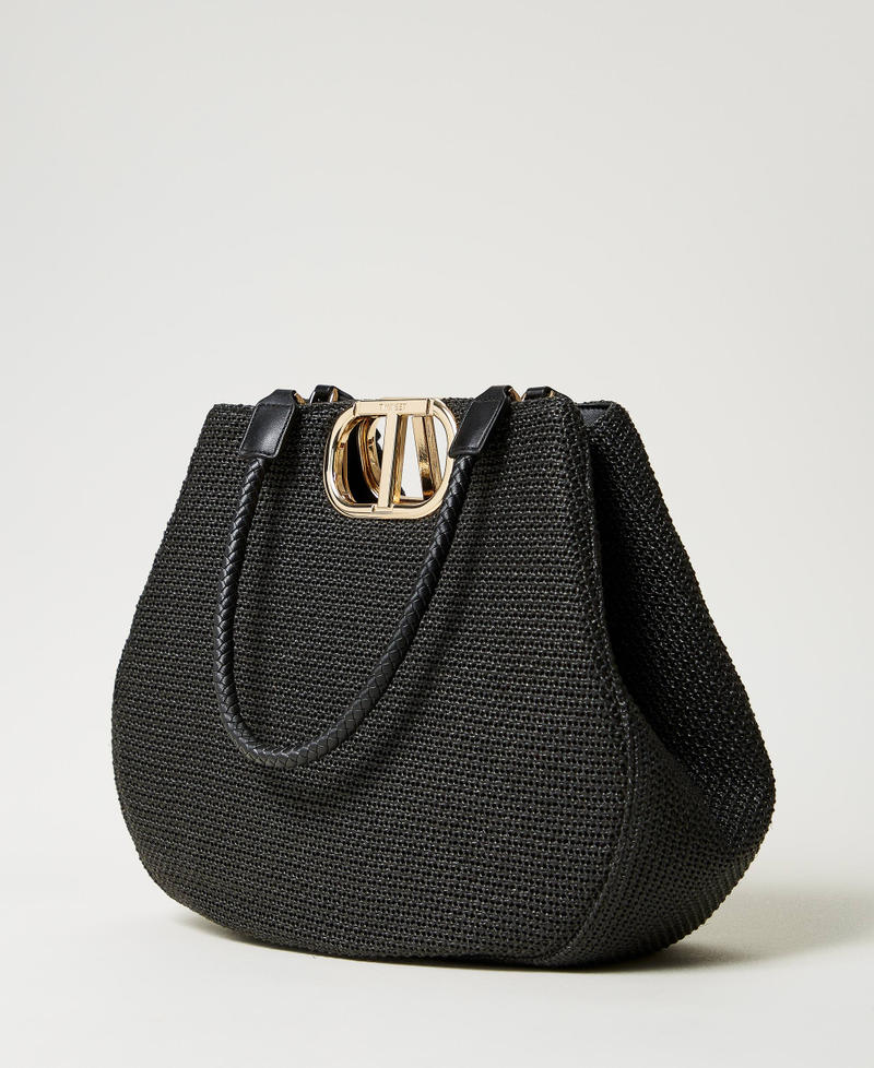 Borsa shopper 'Lila' effetto paglia intrecciata Nero Donna 251TB7240_00006_02