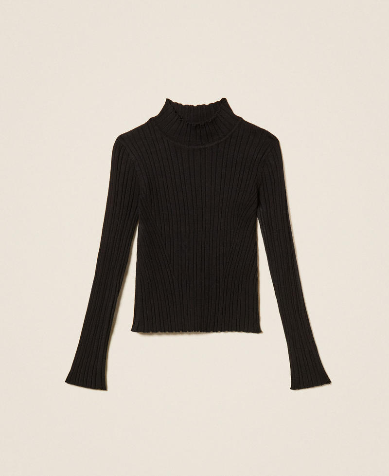 Ribbed turtleneck jumper Black Girl 262GJ3011_00006_S0