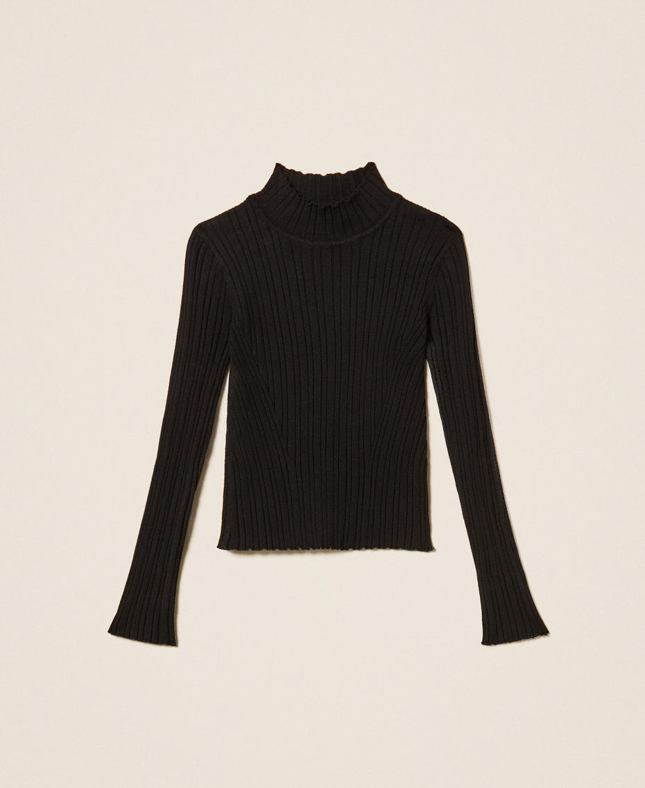 Ribbed turtleneck jumper Black Girl 262GJ3011_00006_S0