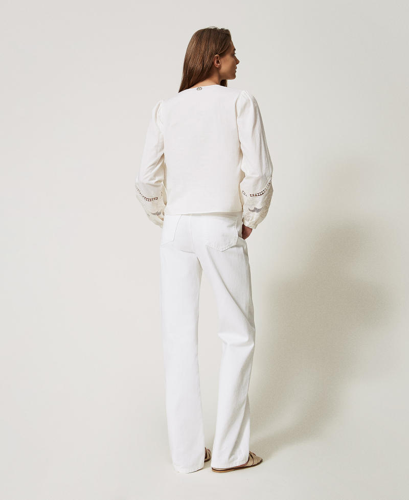 Trousers in floral bull White Denim Woman 251TT2210_01226_03