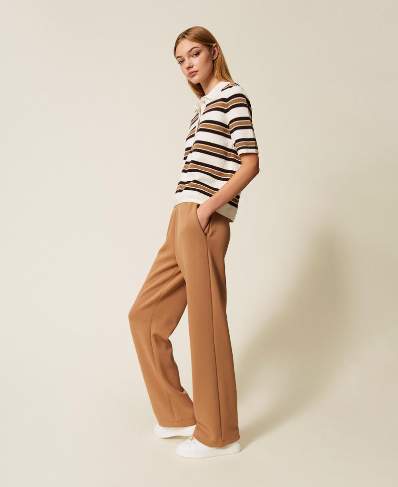 Scuba trousers Two tone Camel/Off White Woman 252LI2QEE_12670_01