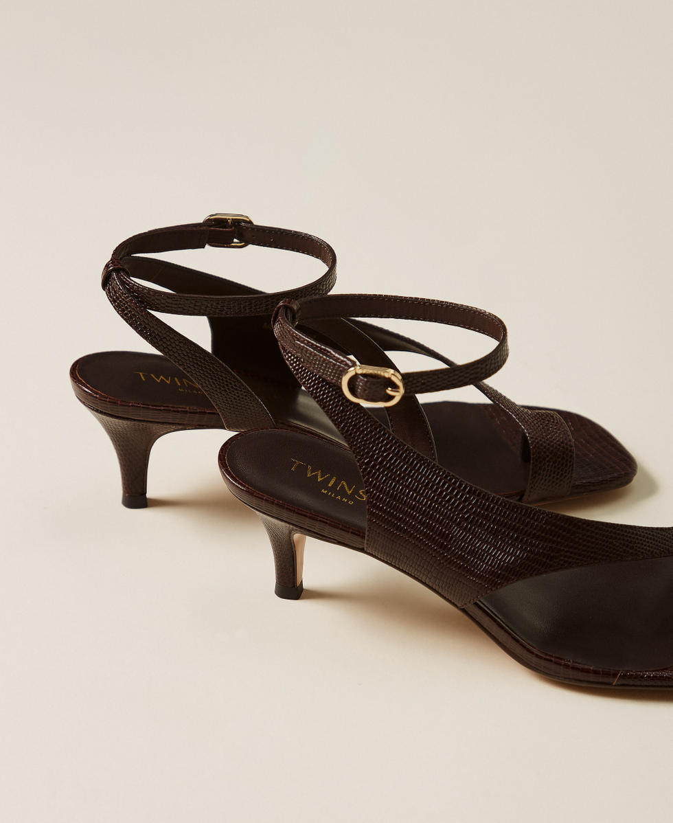 Leather thong sandals Coffee Liqueur Tejus Print Woman 261TGT012_13531_03