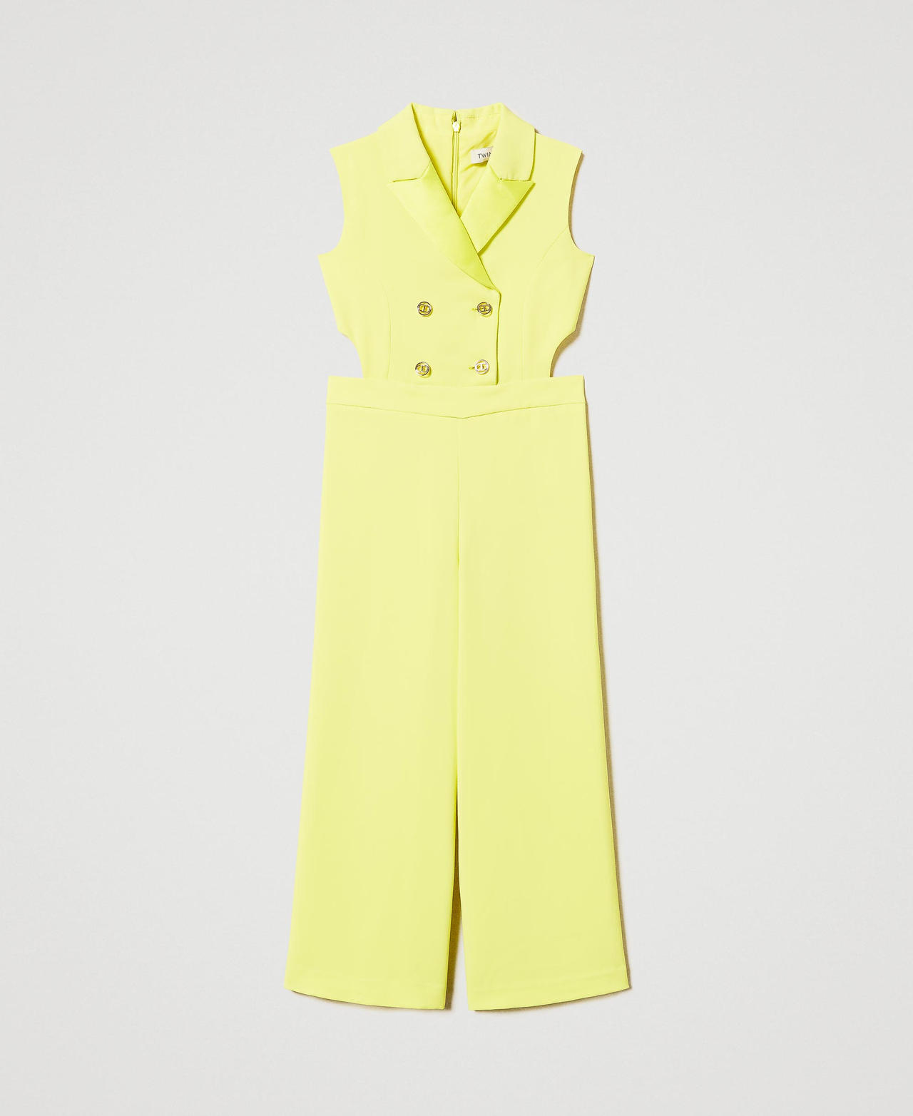 Crêpe and satin jumpsuit with cut-out Yellow Plum Girl 251GJ2QN4_12124_0S