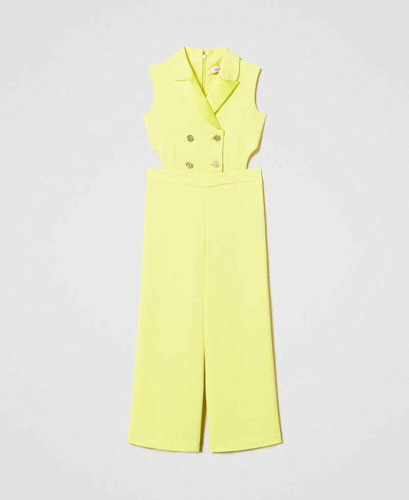 Crêpe and satin jumpsuit with cut-out Yellow Plum Girl 251GJ2QN4_12124_0S