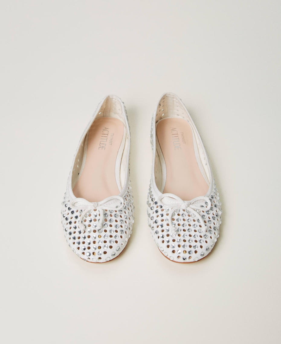 Ballet flats with all-over rhinestones Sugar White Woman 251ACP016_00632_04