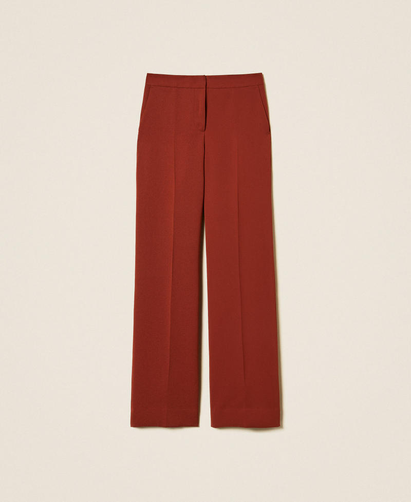 Cr&ecirc;pe palazzo trousers "Cherry Wood" Brown Woman 262TP2043_06501_S0
