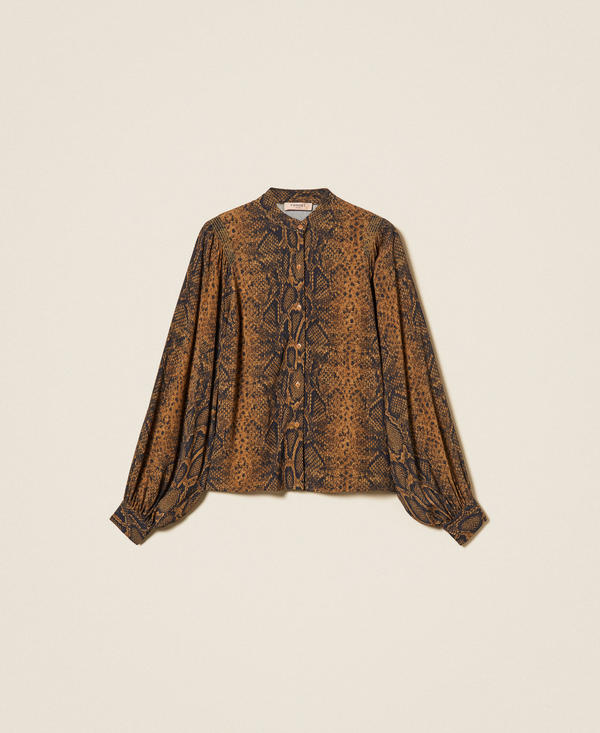Camicia in cr&ecirc;pe de Chine a stampa python