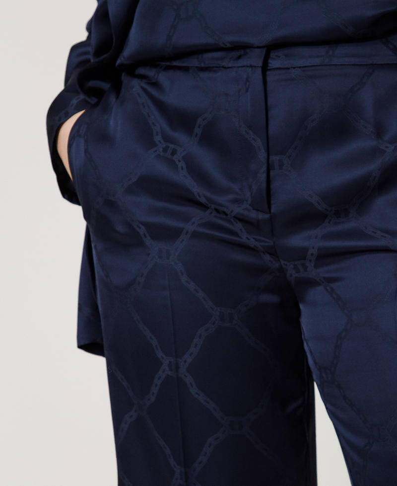 Trousers with jacquard Oval T Indigo Woman 251TP2011_00384_04