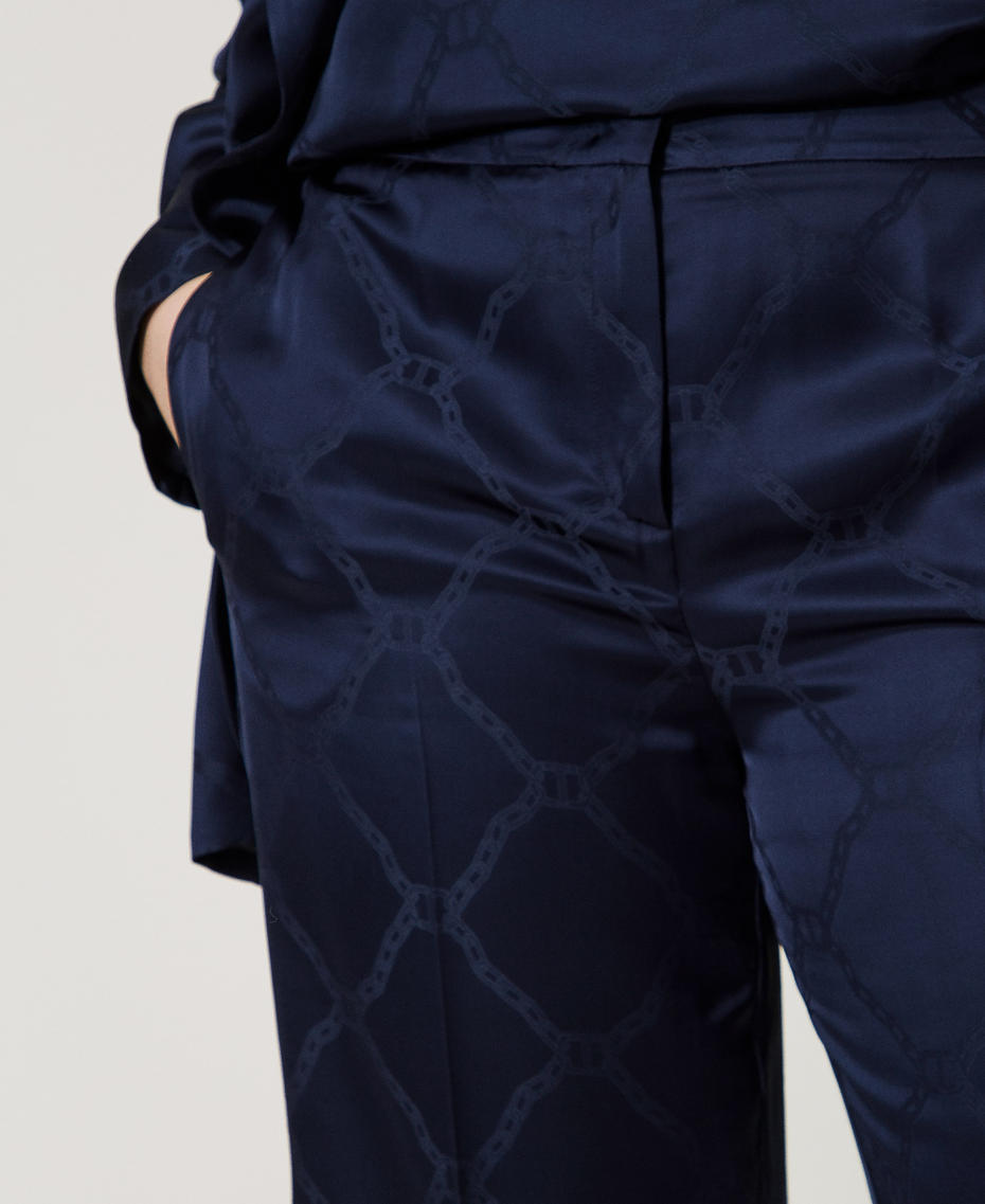 Trousers with jacquard Oval T Indigo Woman 251TP2011_00384_04