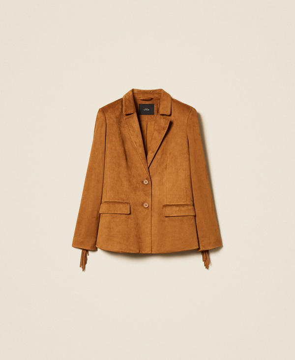 Suede blazer with fringes
