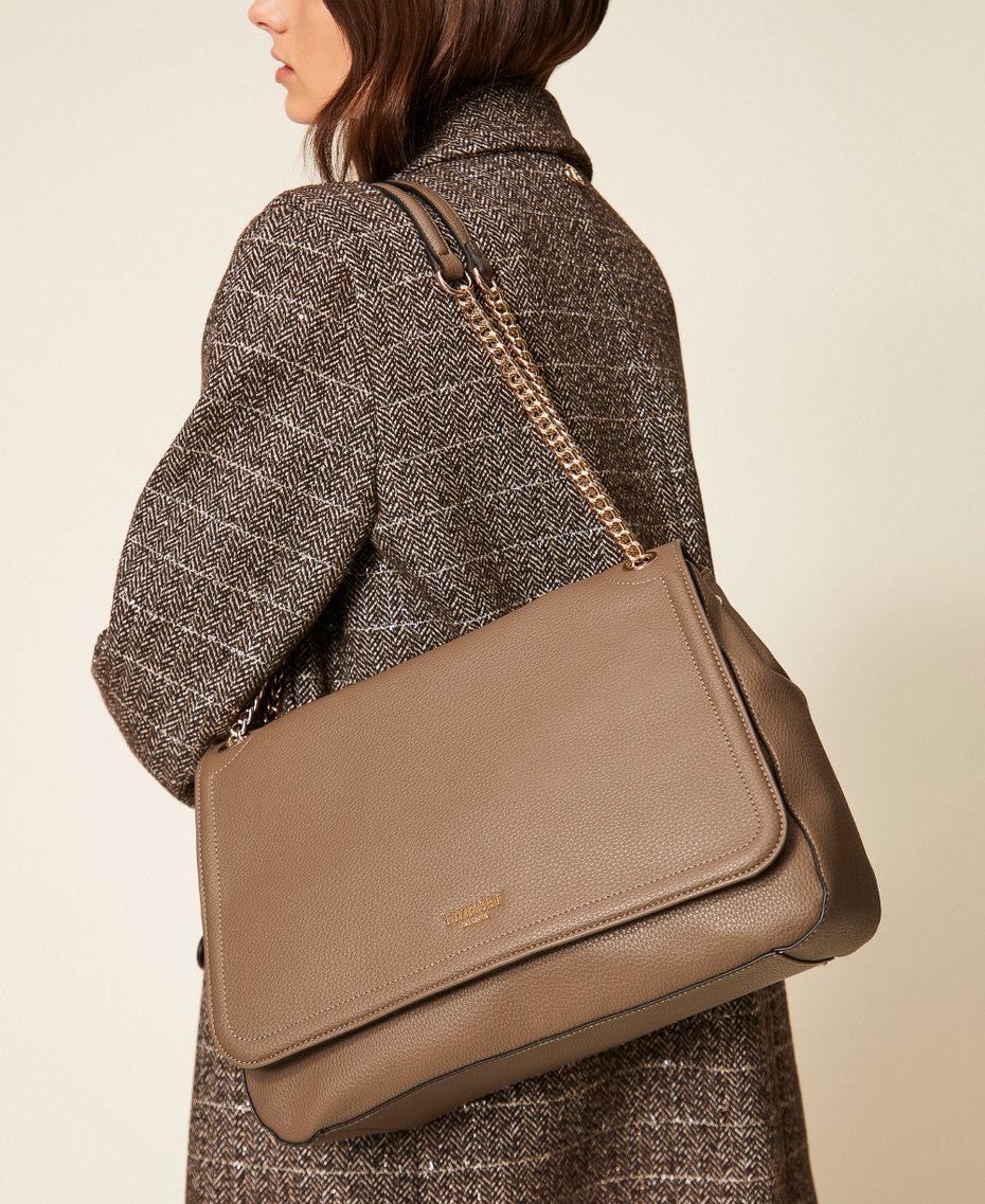 'Brera' shoulder bag with Oval T Mud Brown Woman 252TB7062_00021_T0