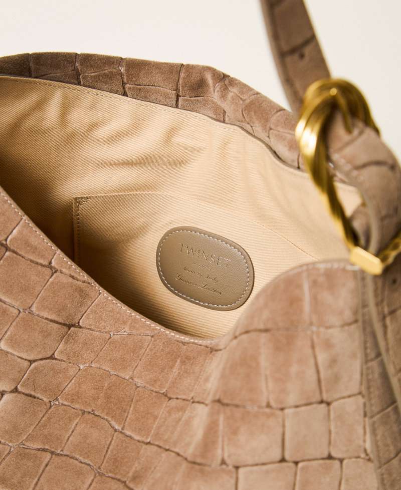 Borsa Liliane in suede a stampa cocco Grigio Light Taupe Donna 262TD8140_00718_04