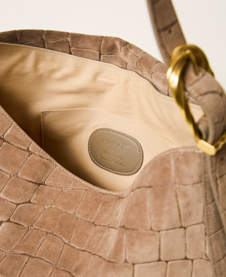 Borsa Liliane in suede a stampa cocco Grigio Light Taupe Donna 262TD8140_00718_04