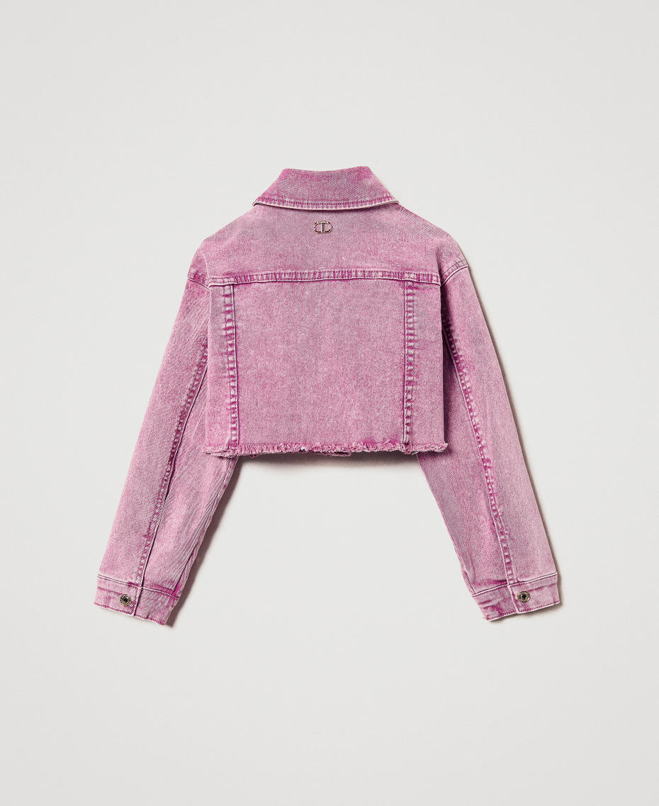 Cropped bull denim jacket "Flamingo" Pink Girl 251GJ2490_00868_S1