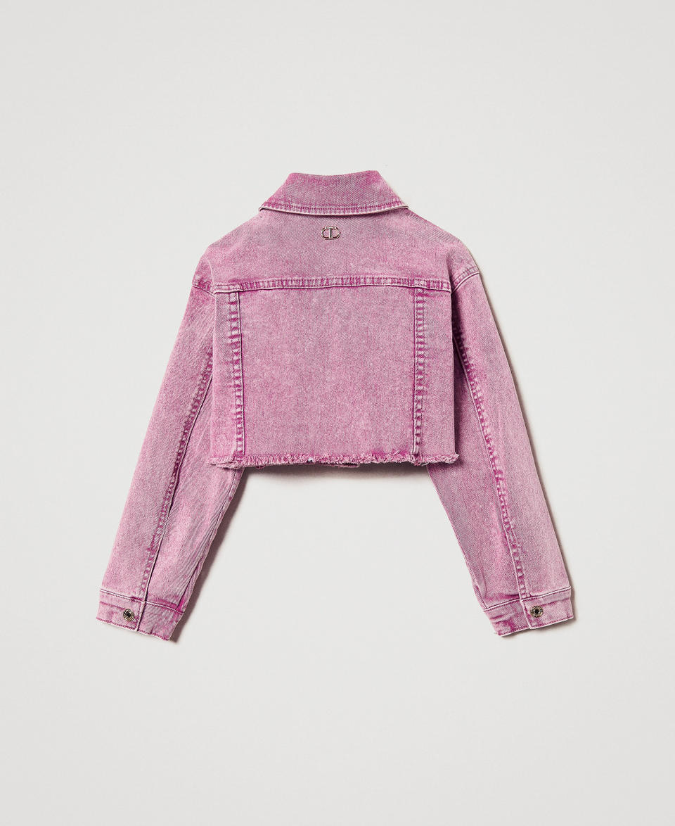 Cropped bull denim jacket "Flamingo" Pink Girl 251GJ2490_00868_S1