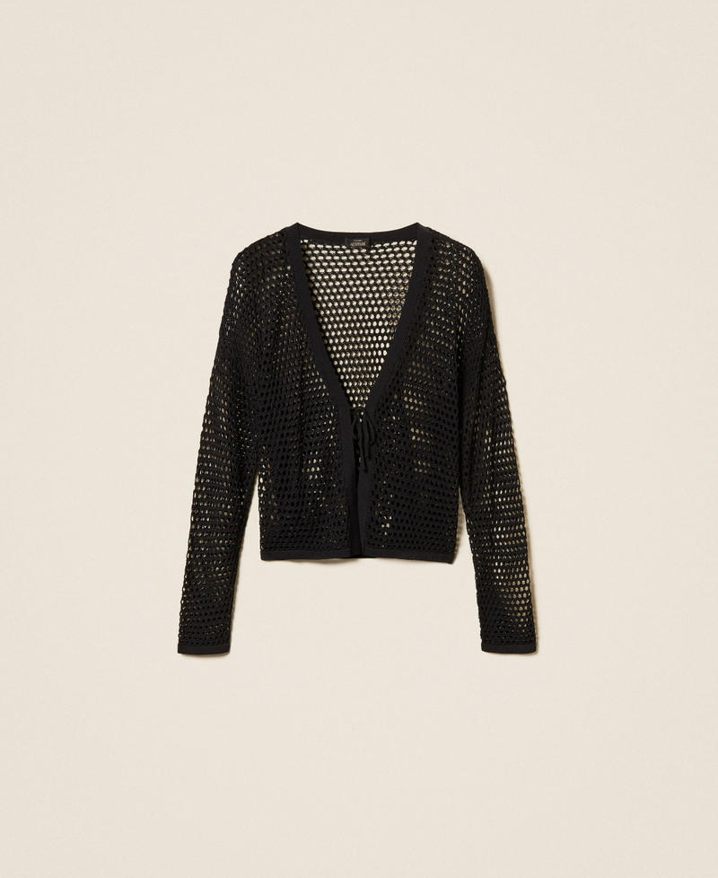 Mesh knit cardigan Black Woman 261AP3031_00006_S0