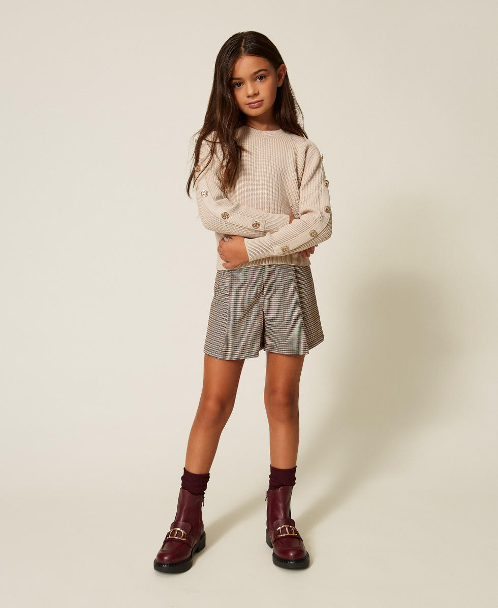 Pull c&ocirc;tel&eacute; avec boutons Oval T Beige &laquo;&nbsp;Biscuit&nbsp;&raquo; Fille 252GJ3061_10884_01