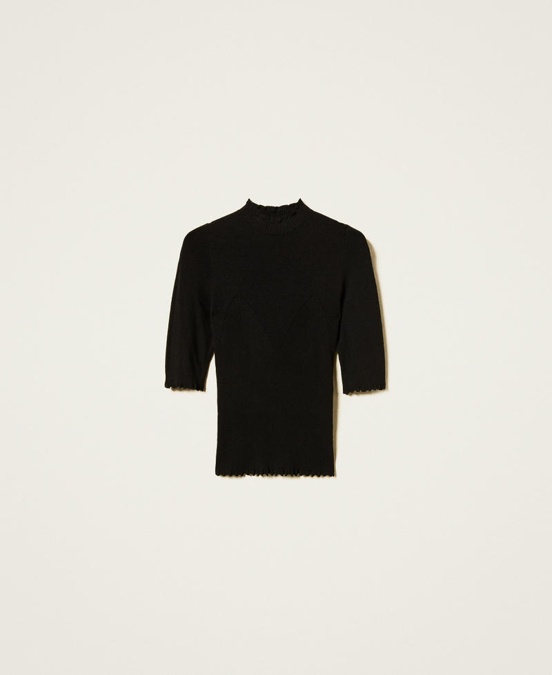 Maglia fitted con trafori Nero Donna 251TP3011_00006_0S