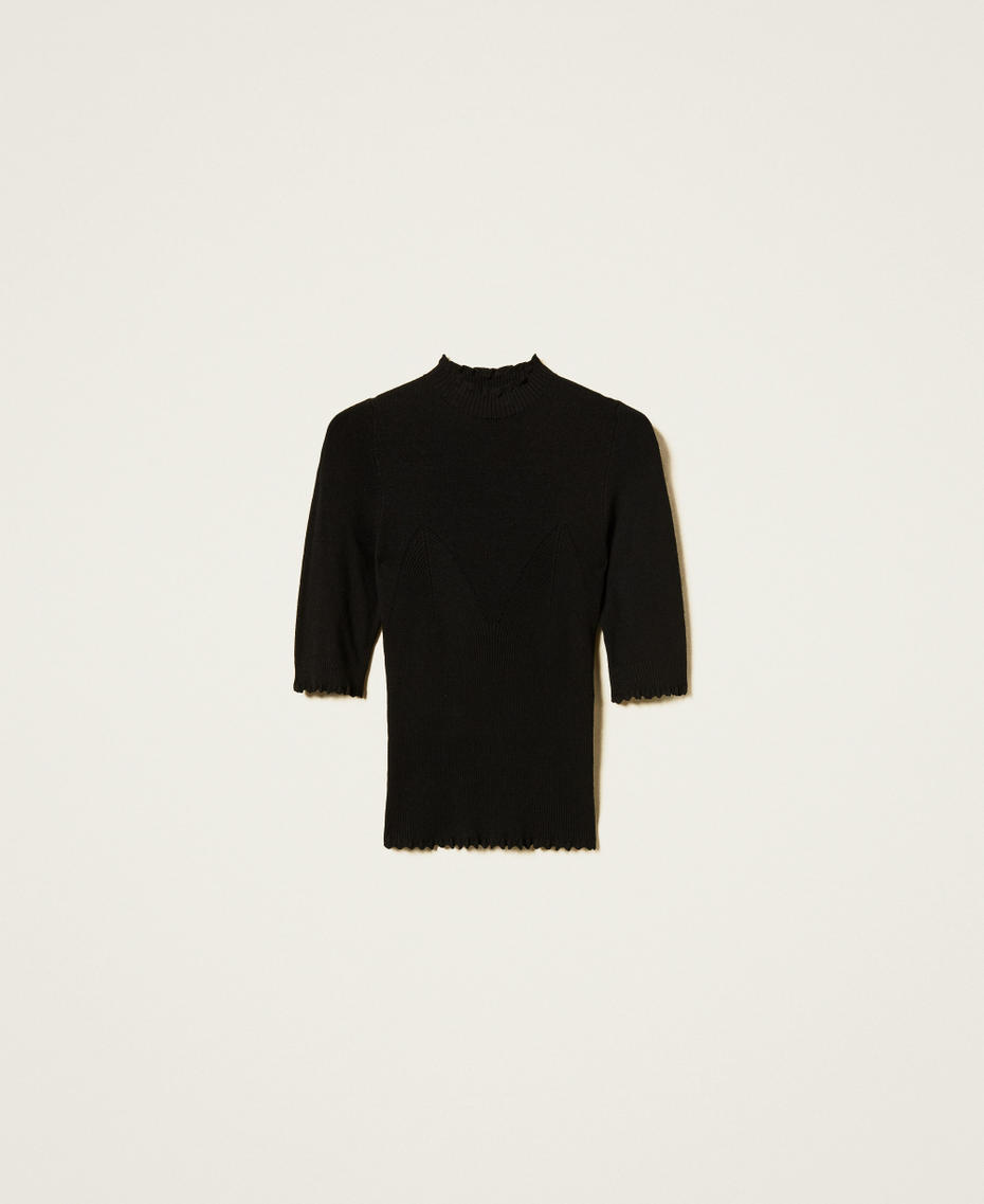 Fitted jumper with openwork detail Black Woman 251TP3011_00006_S0