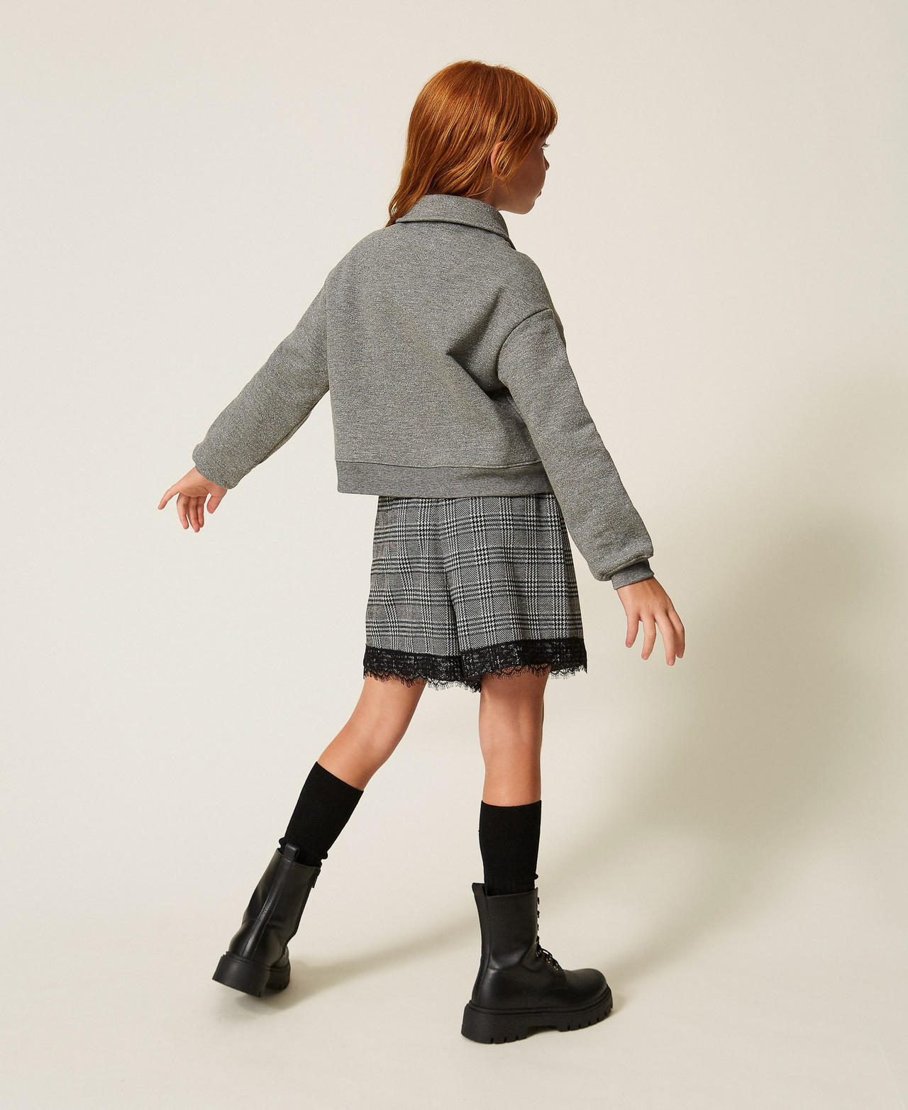 Short en prince de Galles avec dentelle