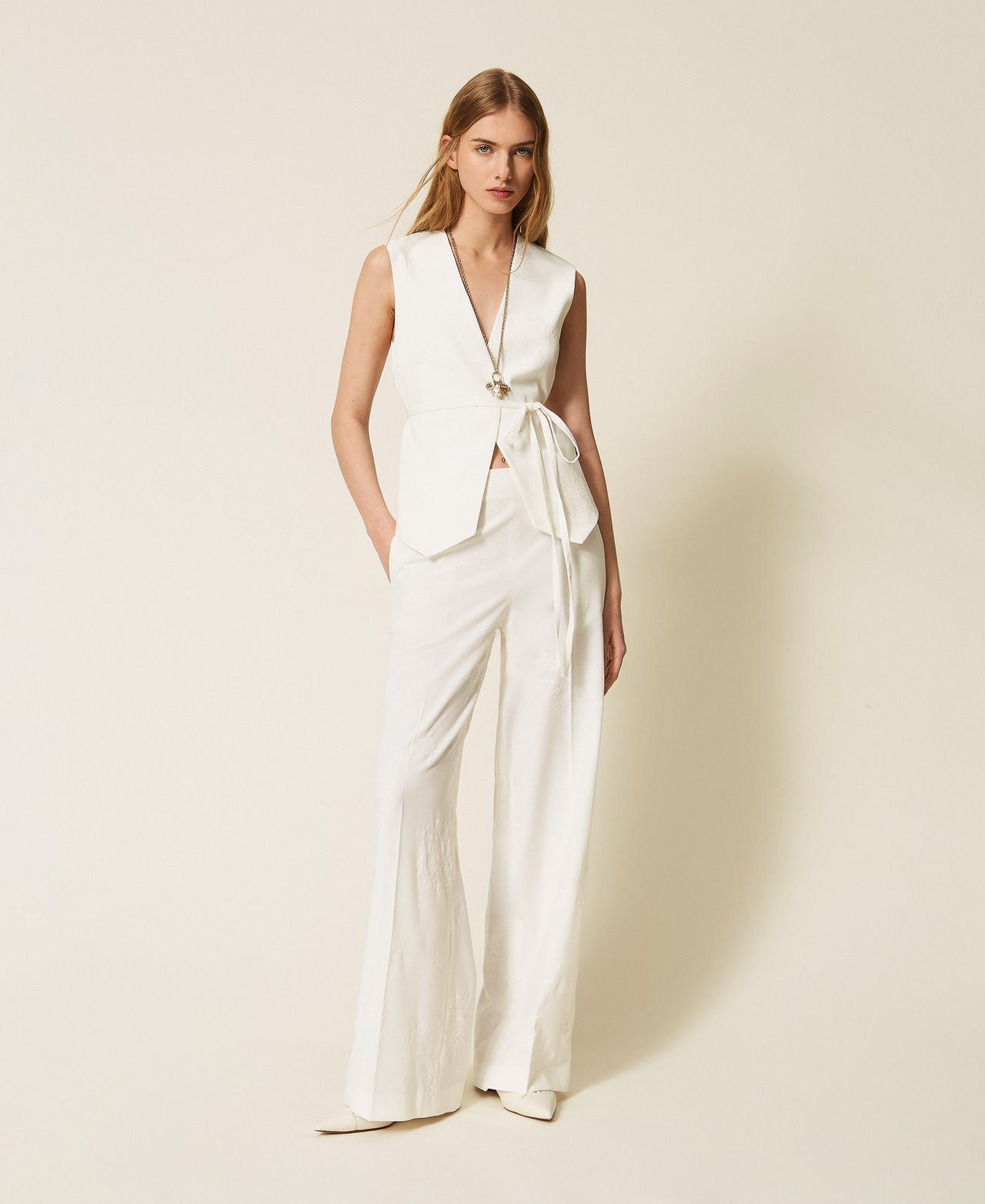 Twinset Pantalon palazzo brodé