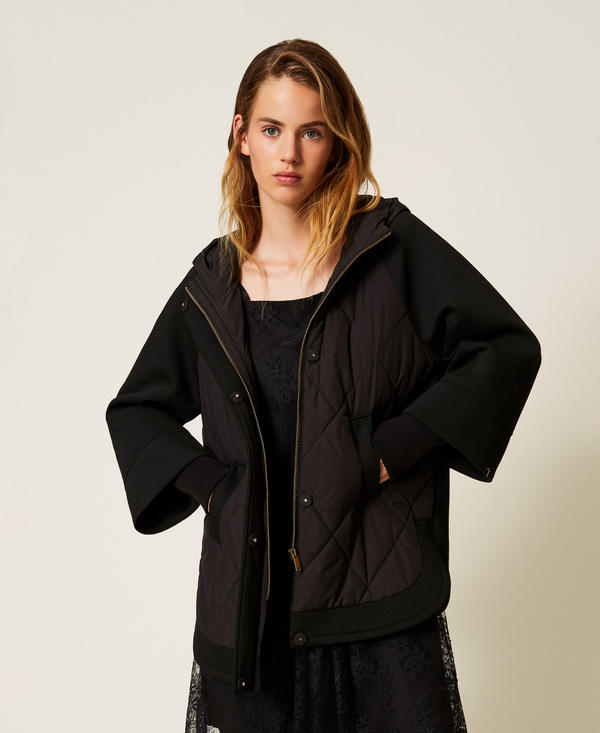 Scuba and nylon caban coat