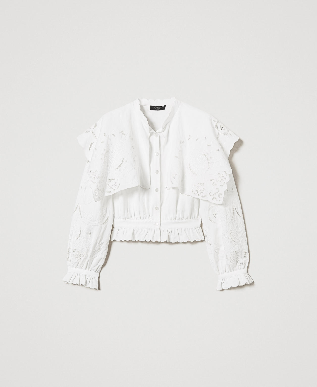 Camicia 'Elba' in lino con ricami Bianco Neve Donna 251TS2112_00282_0S