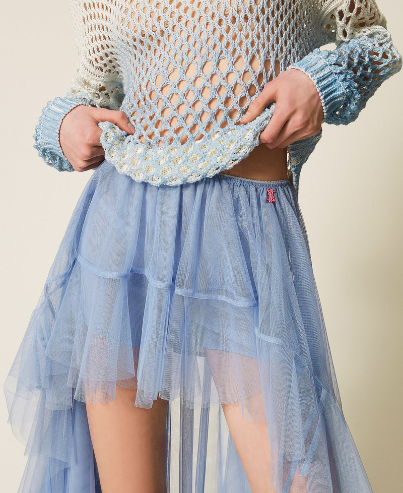 MYFO long asymmetric tulle skirt Placid Blue Woman 261AQ2110_13420_04