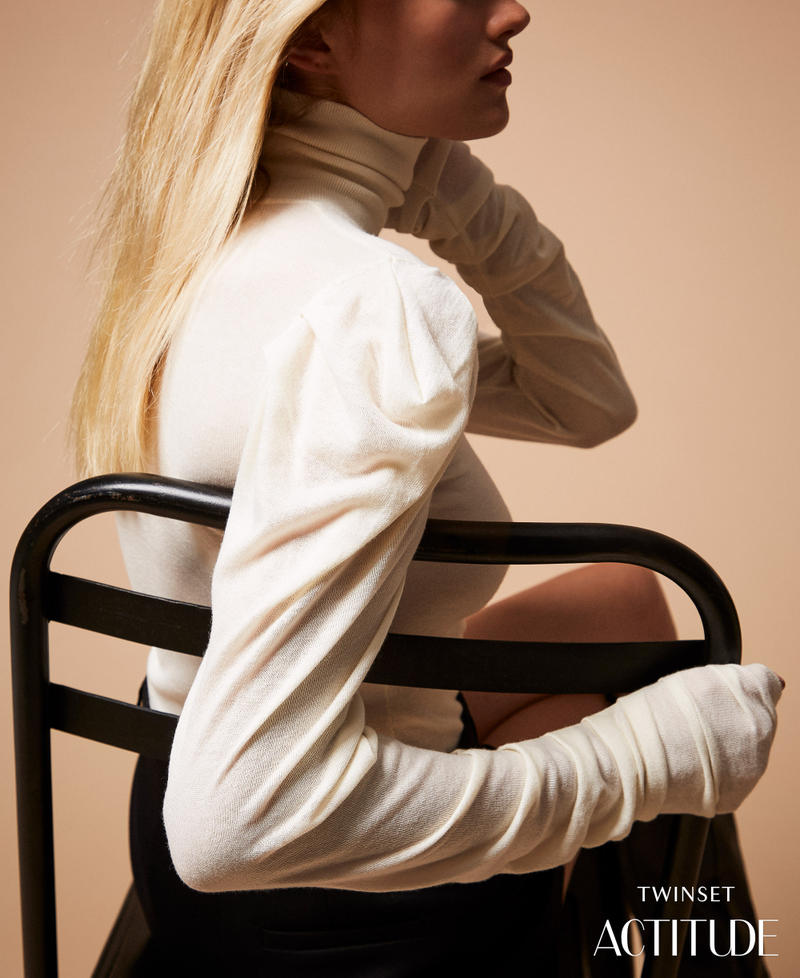 Turtle neck jumper with draping White Snow Woman 252AT3080_00282_PA