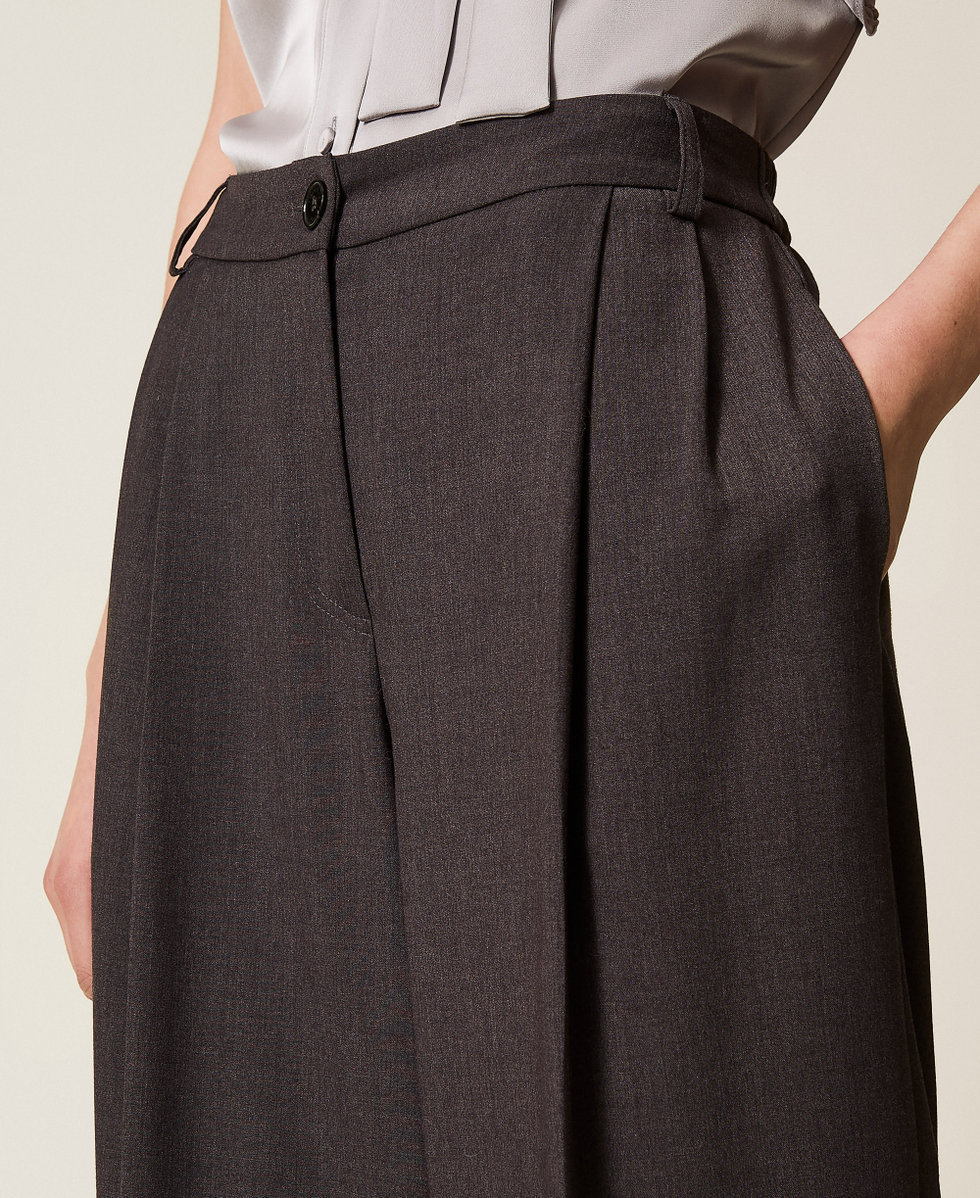Palazzo trousers with pleats Charcoal Grey Melange Woman 252TF2043_12840_04