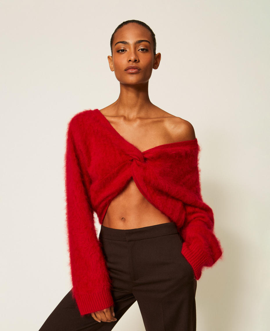 Brushed wool jumper with knot Bloody Mary Woman 262TT3025_13464_01