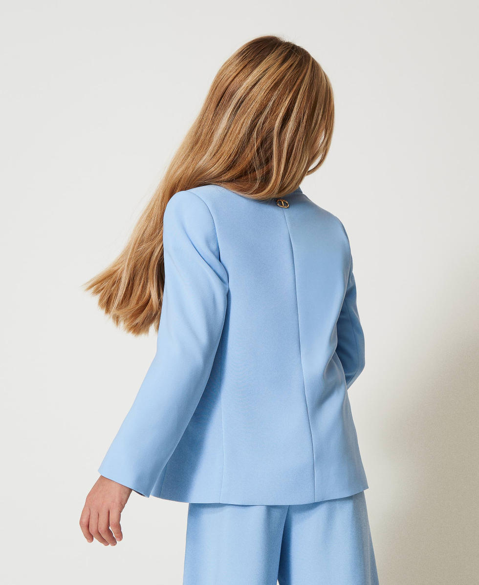 Blazer aus Krepp und Satin "Paper Blue"-Azur M&auml;dchen 251GJ2QNA_12148_03