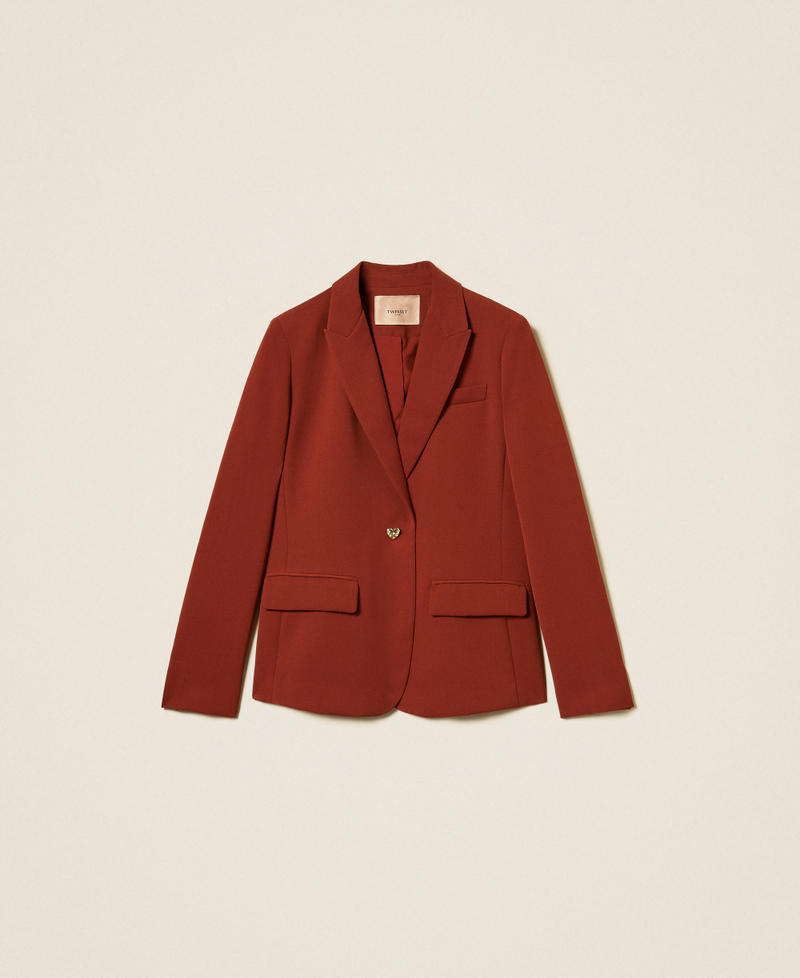 Blazer aus Cr&ecirc;pe mit Herzknopf "Cherry Wood-Braun" Frau 262TP2044_06501_S0