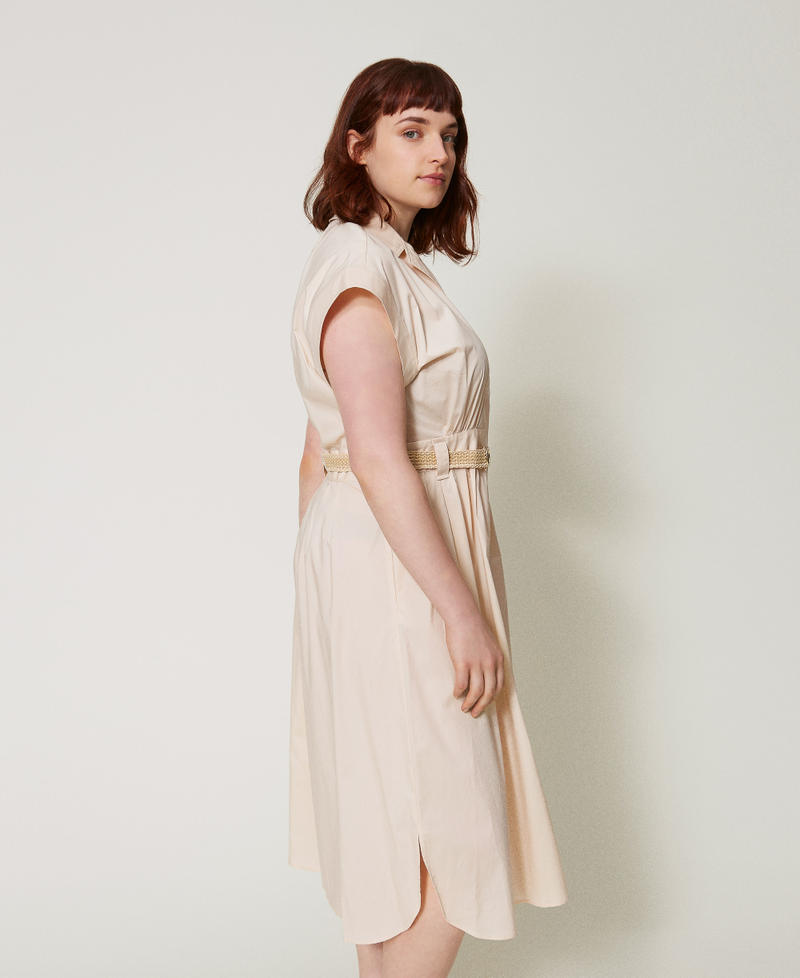 Midi dress in poplin with belt Pretty Pink Woman 251TT2102_12370_02