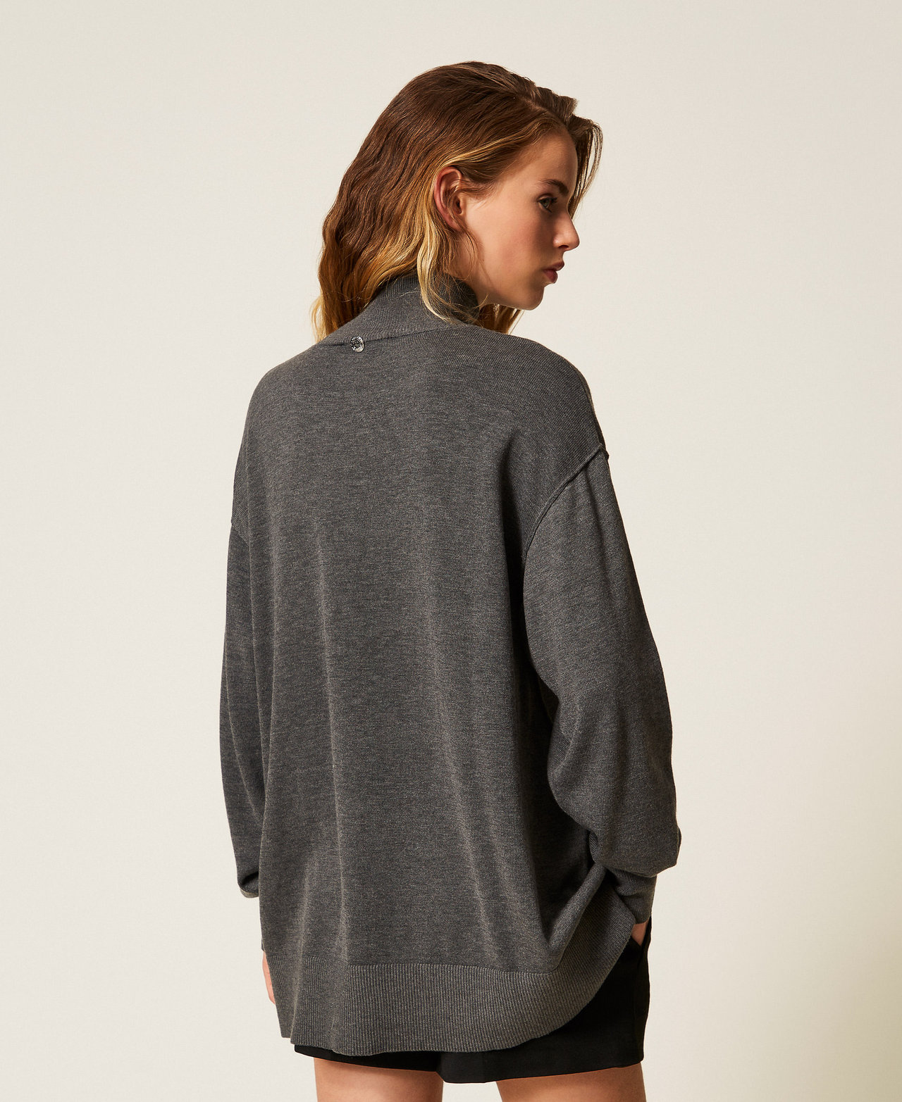 Oversized turtleneck jumper Medium Gray Mélange Woman 252AP3053_0082M_02